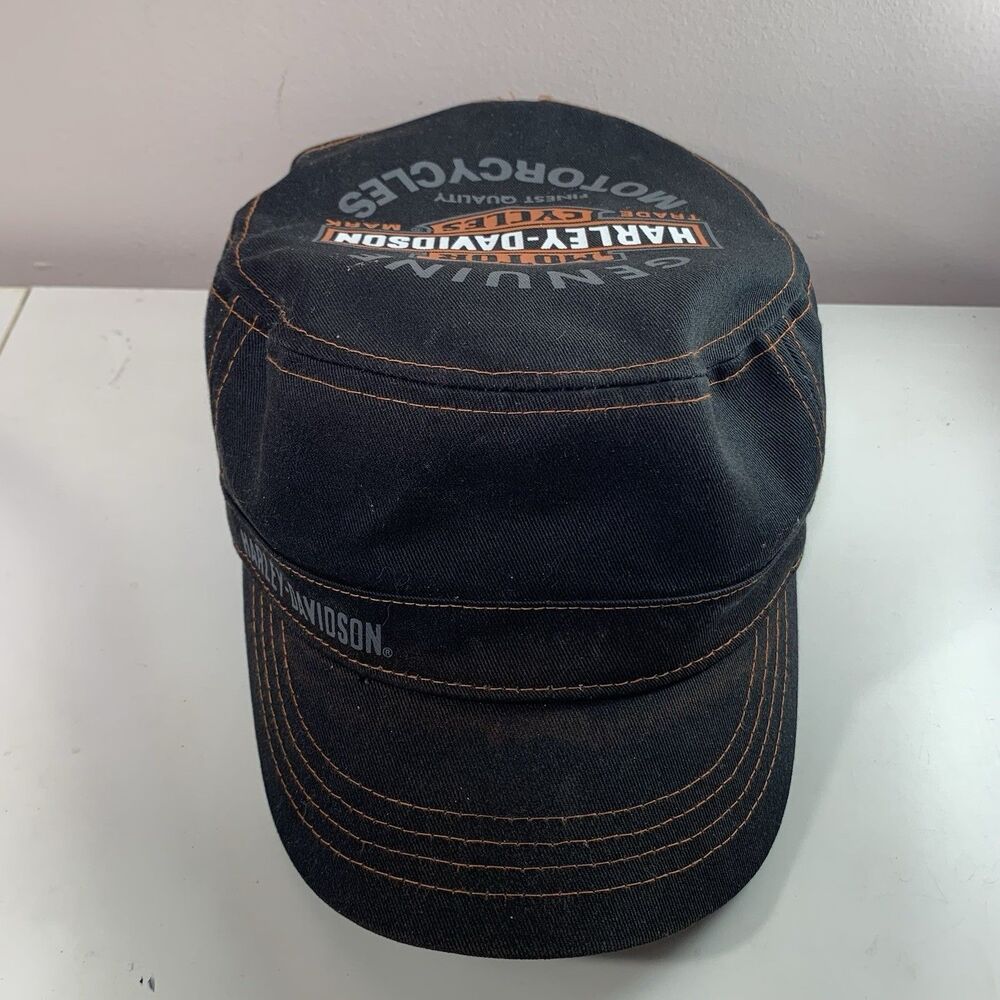 Harley-Davidson Motor Cycles Gray Cadet Military Cap Hat Adjustable Back Biker